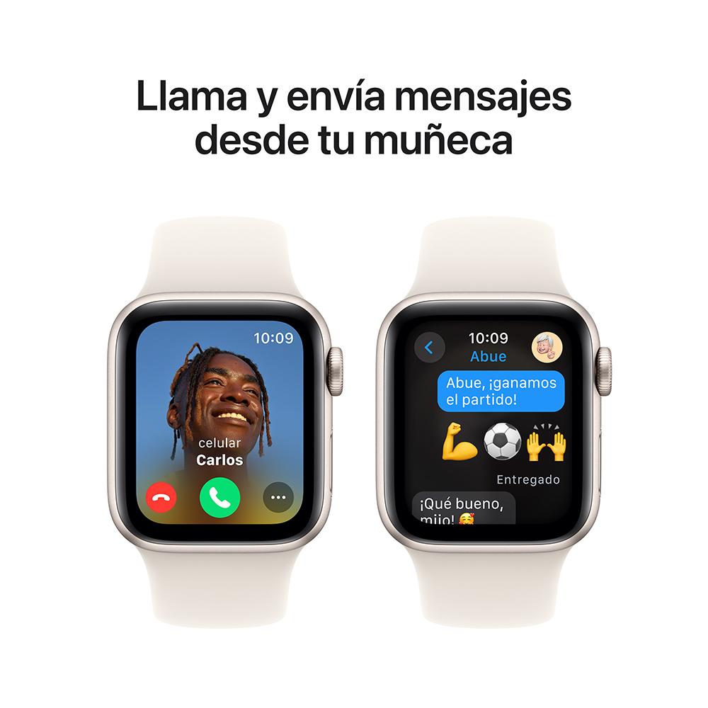 Apple Watch SE GPS • Caja de aluminio blanco estelar de 40 mm • Correa deportiva blanco estelar - M/L