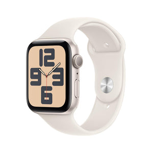 Apple Watch SE GPS • Caja de aluminio blanco estelar de 44 mm • Correa deportiva blanco estelar - M/L