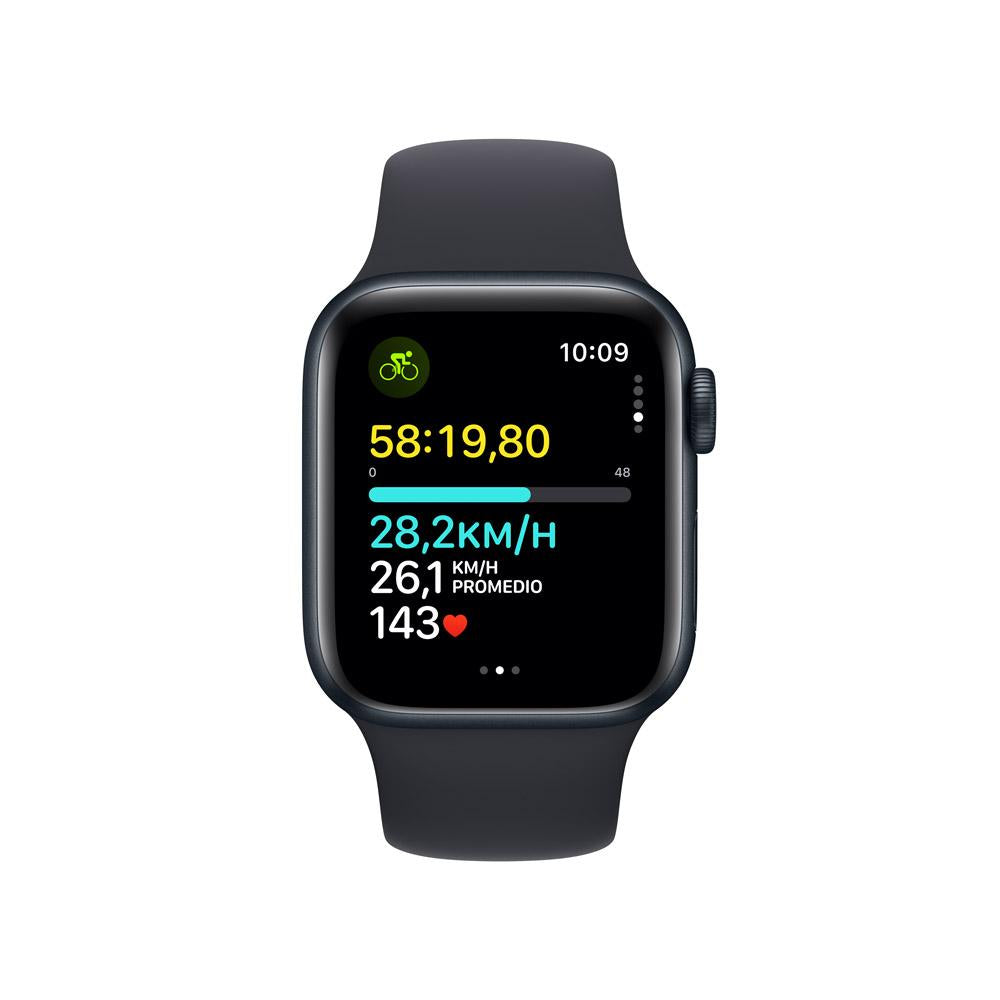 Apple Watch SE GPS • Caja de aluminio color medianoche de 40 mm • Correa deportiva color medianoche - S/M