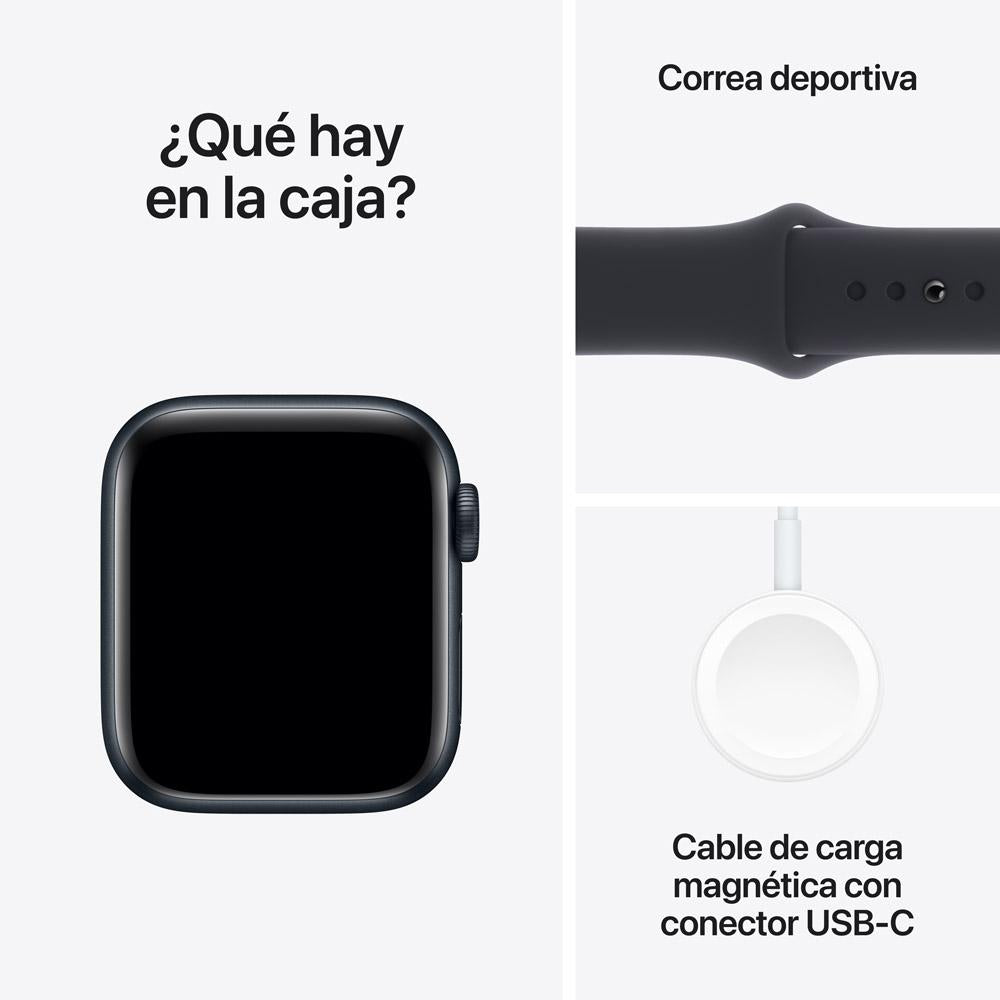 Apple Watch SE GPS • Caja de aluminio color medianoche de 40 mm • Correa deportiva color medianoche - M/L