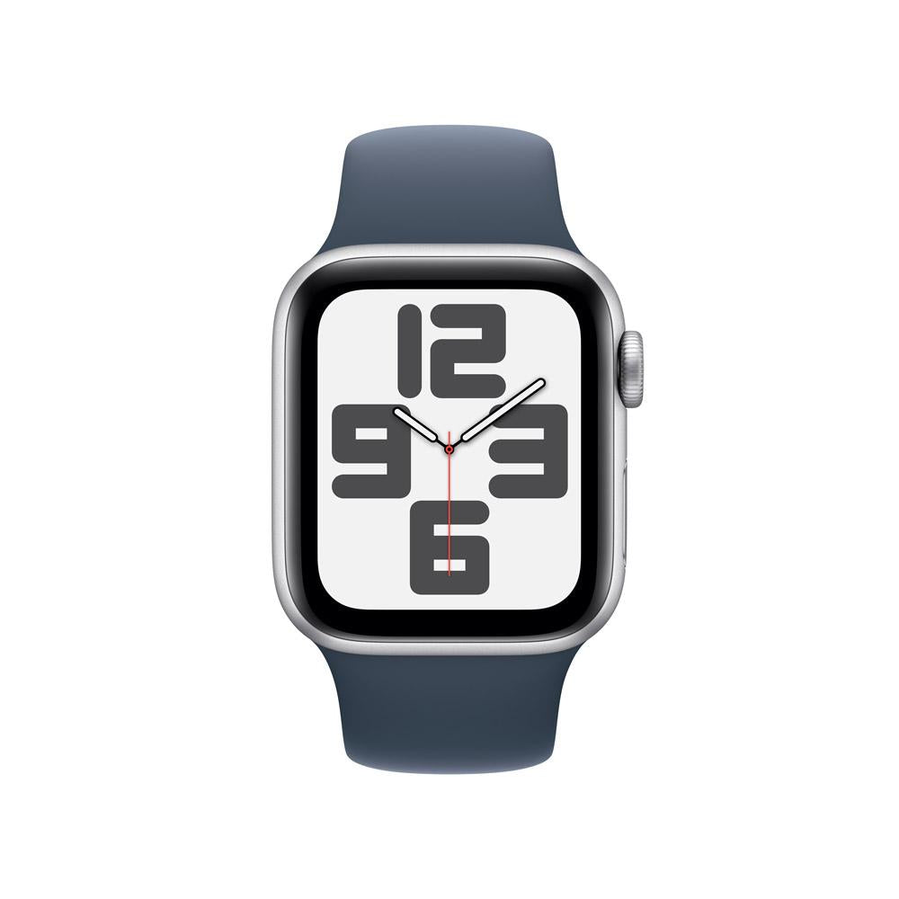 Apple Watch SE GPS • Caja de aluminio color plata de 40 mm • Correa deportiva azul tormenta - M/L