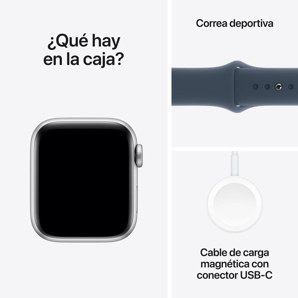 Apple Watch SE GPS • Caja de aluminio color plata de 40 mm • Correa deportiva azul tormenta - S/M