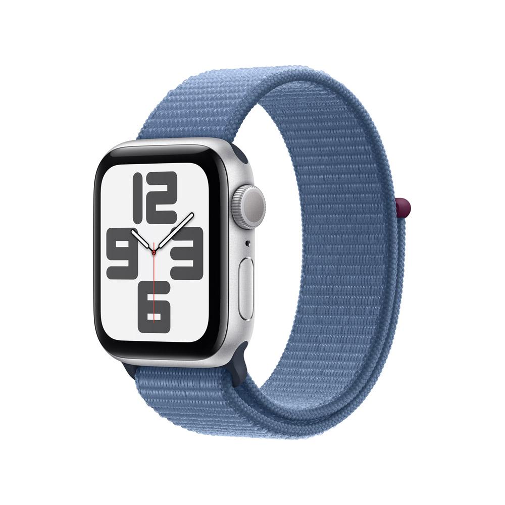 Apple Watch SE GPS • Caja de aluminio color plata de 40 mm • Correa loop deportiva azul invierno