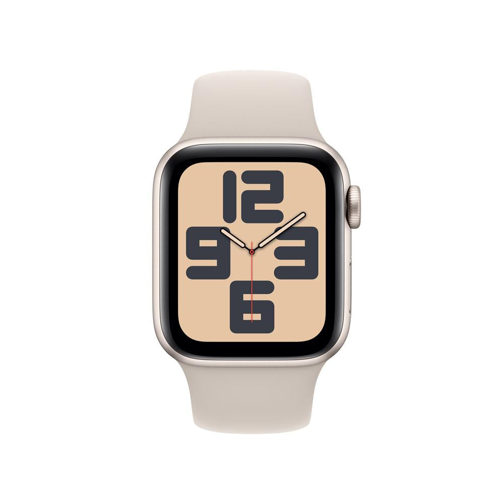 Apple Watch SE GPS • Caja de aluminio blanco estelar de 40 mm • Correa deportiva blanco estelar - M/L