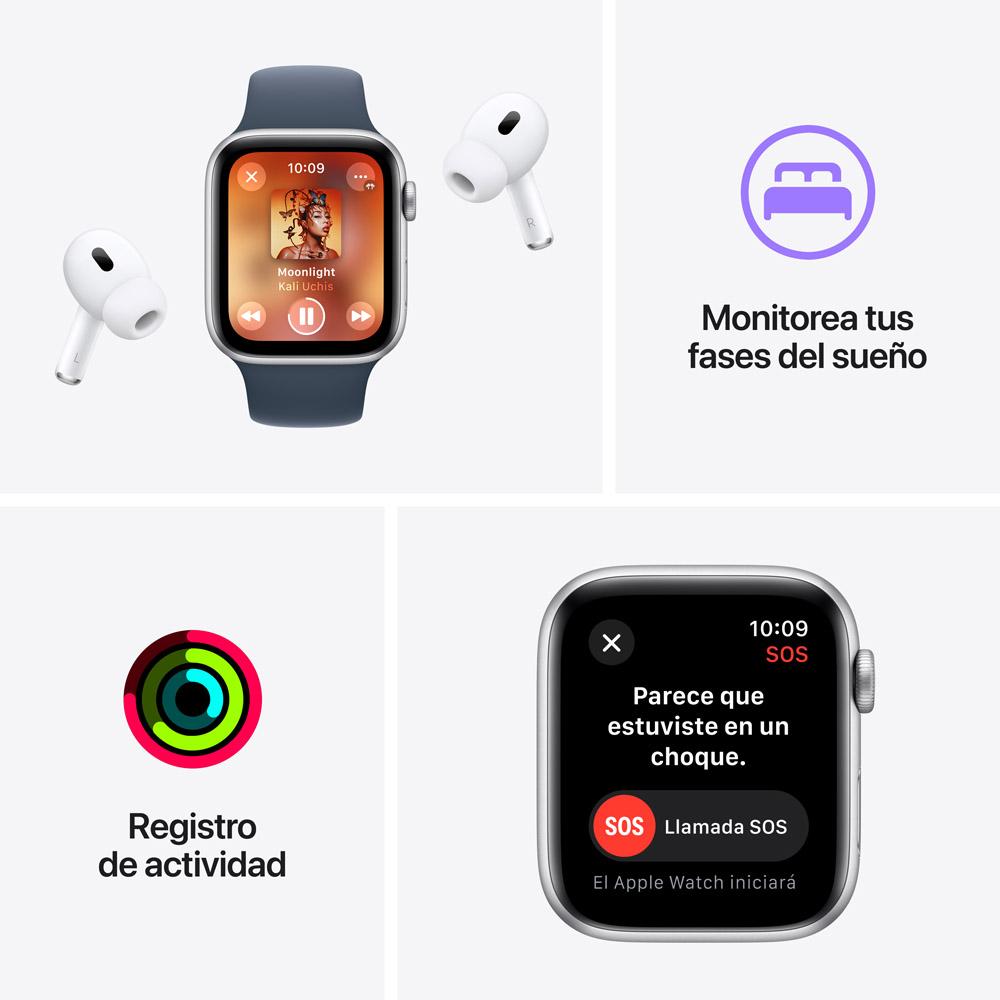 Apple Watch SE GPS • Caja de aluminio color medianoche de 44 mm • Correa deportiva color medianoche - S/M