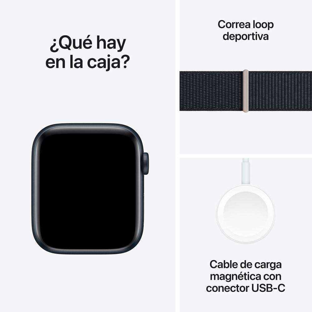 Apple Watch SE GPS • Caja de aluminio color medianoche de 44 mm • Correa loop deportiva color medianoche