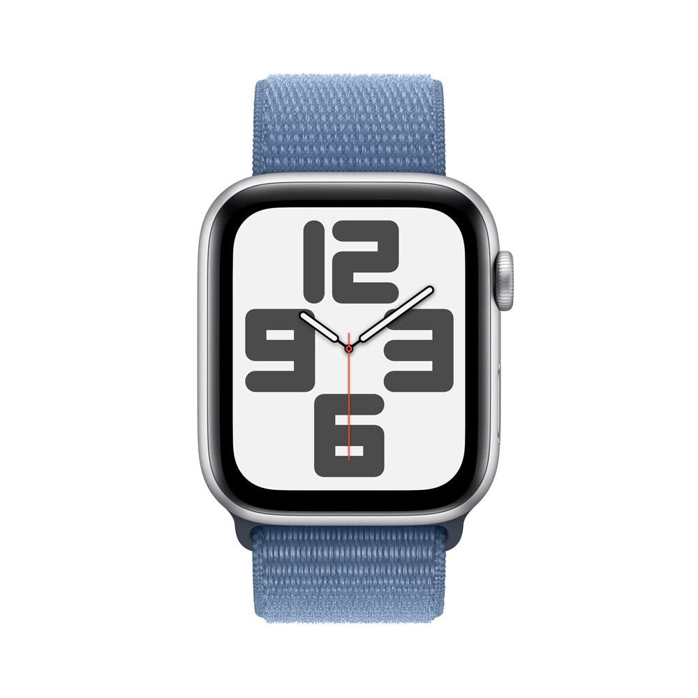 Apple Watch SE GPS • Caja de aluminio color plata de 44 mm • Correa loop deportiva azul invierno