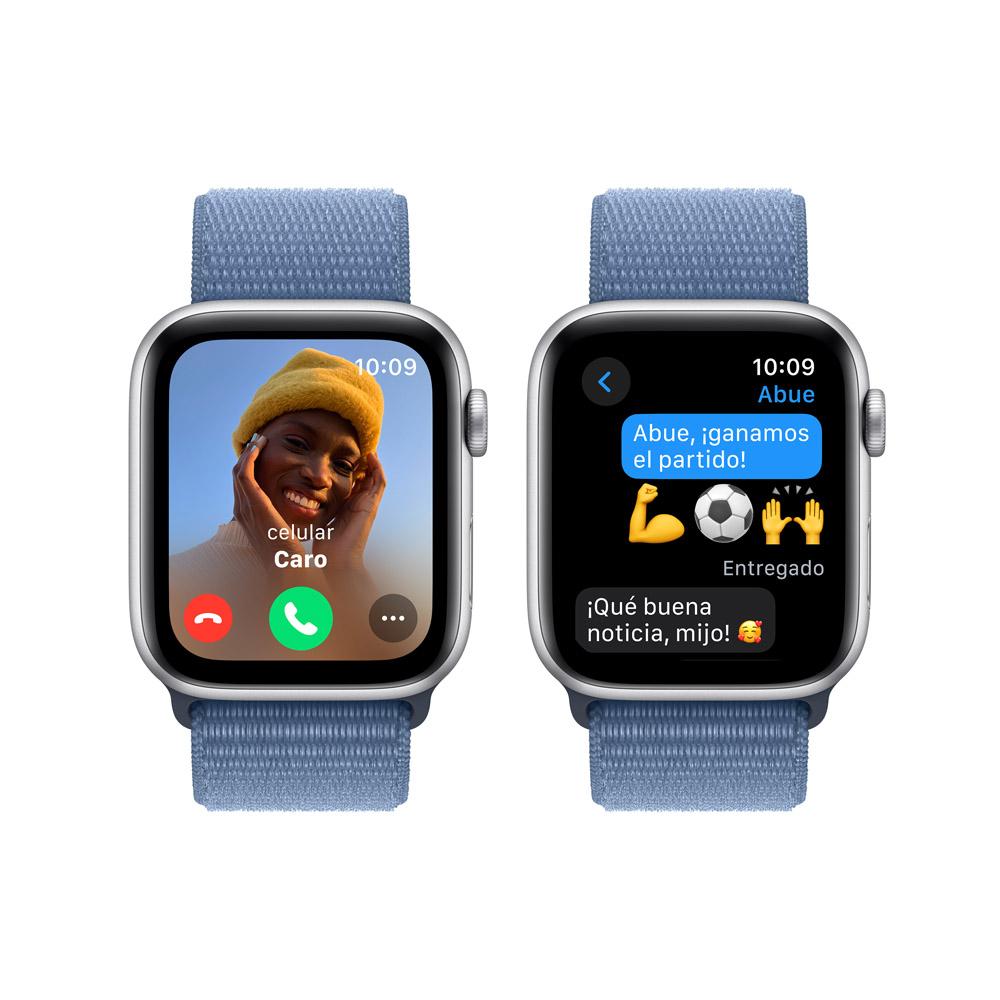 Apple Watch SE GPS • Caja de aluminio color plata de 44 mm • Correa loop deportiva azul invierno