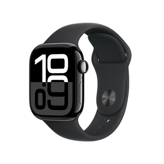 Apple Watch Series 10 GPS • Caja de aluminio negro azabache de 42 mm • Correa deportiva negra - M/L