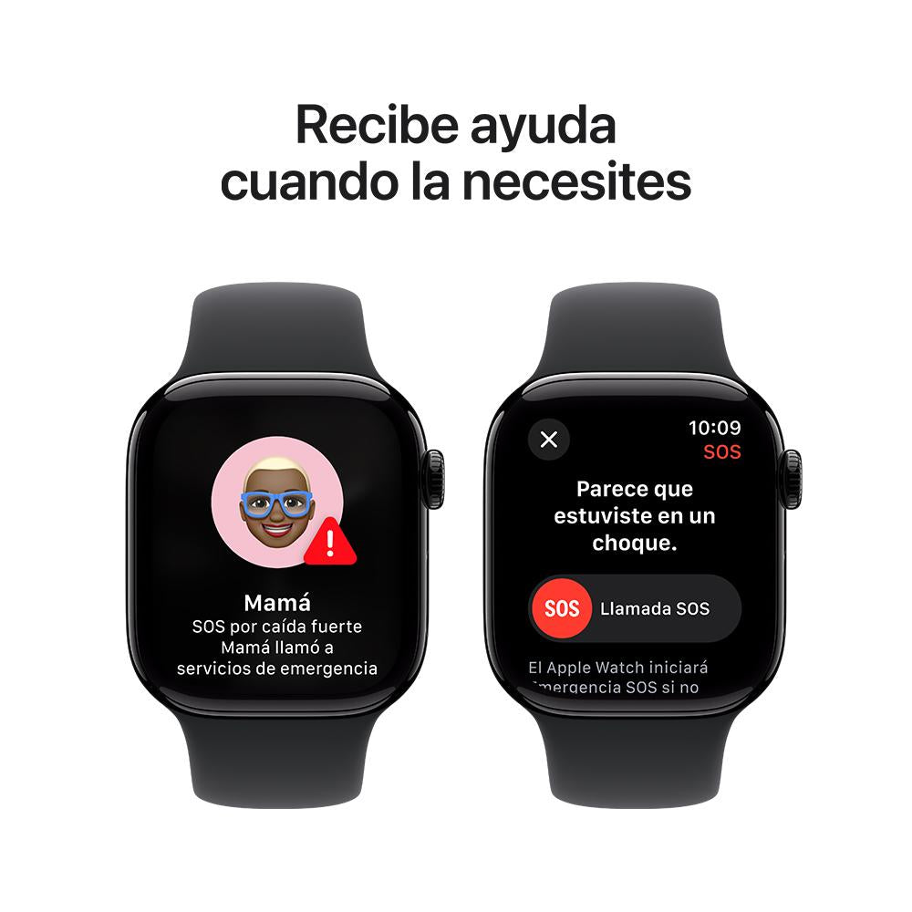 Apple Watch Series 10 GPS • Caja de aluminio negro azabache de 42 mm • Correa deportiva negra - S/M