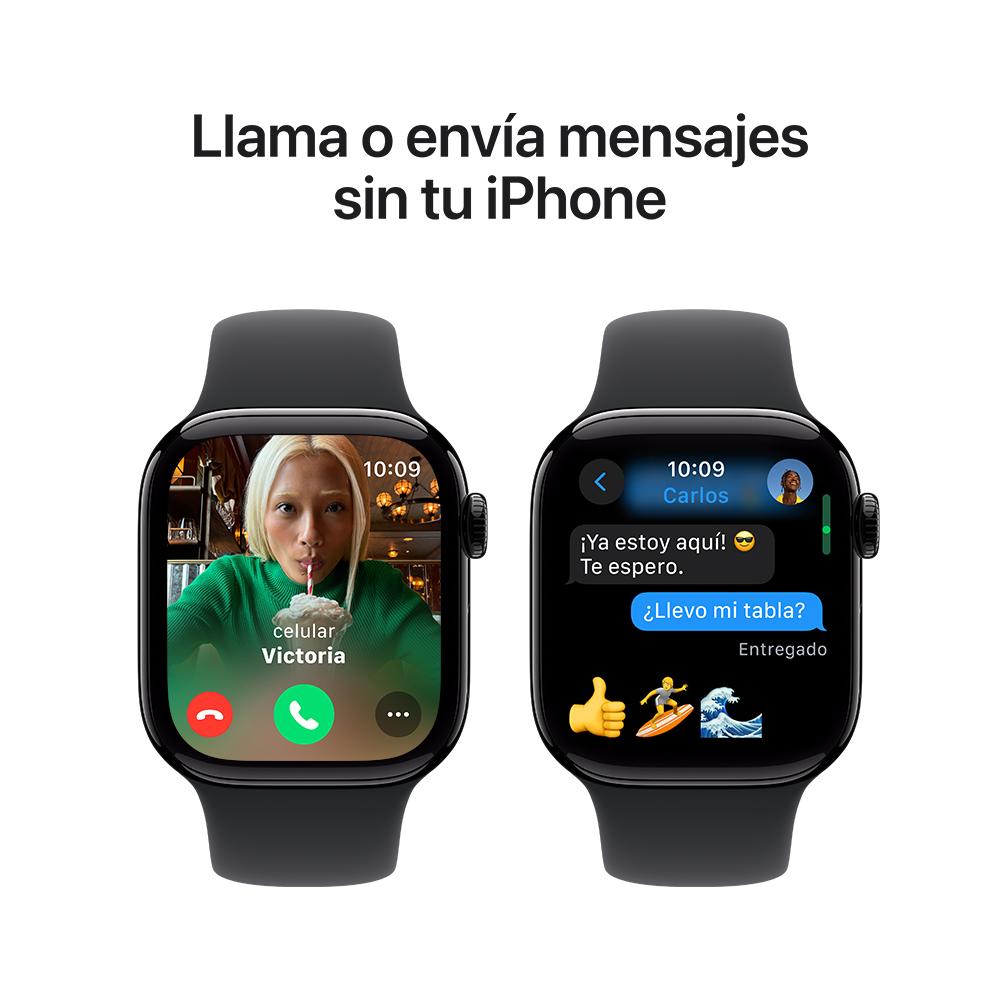 Apple Watch Series 10 GPS • Caja de aluminio negro azabache de 42 mm • Correa deportiva negra - S/M