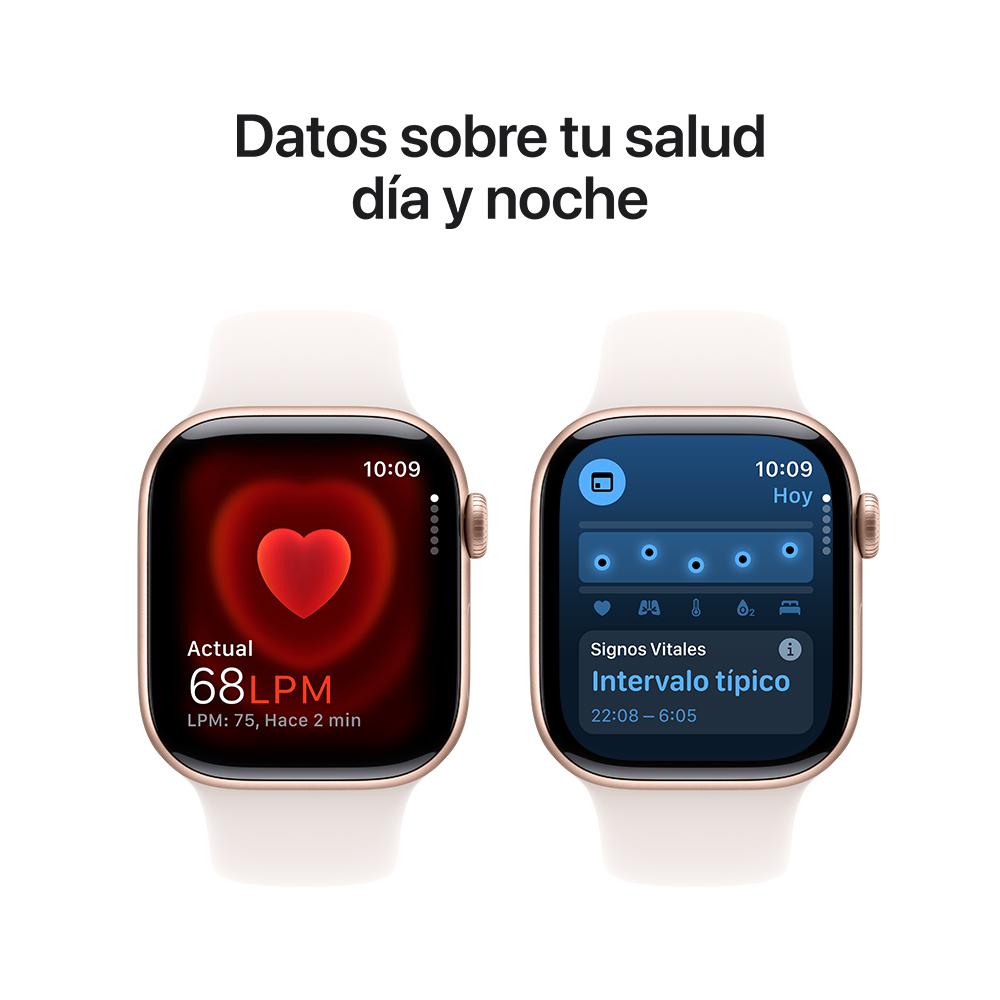 Apple Watch Series 10 GPS • Caja de aluminio color oro rosa de 42 mm • Correa deportiva rosa rubor - M/L
