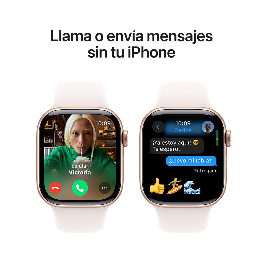 Apple Watch Series 10 GPS • Caja de aluminio color oro rosa de 42 mm • Correa deportiva rosa rubor - M/L