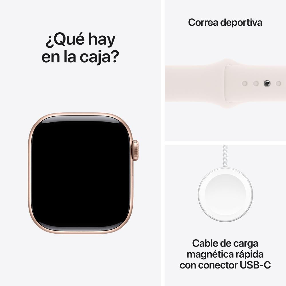 Apple Watch Series 10 GPS • Caja de aluminio color oro rosa de 42 mm • Correa deportiva rosa rubor - M/L