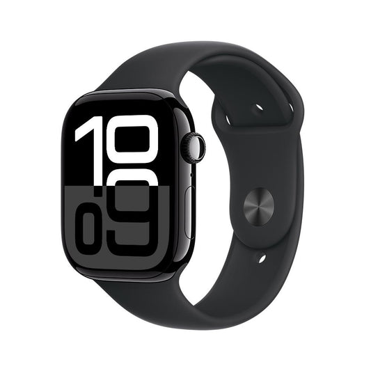 Apple Watch Series 10 GPS • Caja de aluminio negro azabache de 46 mm • Correa deportiva negra - M/L