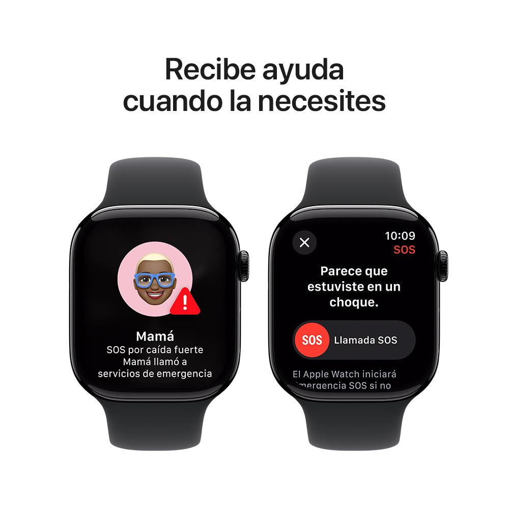 Apple Watch Series 10 GPS • Caja de aluminio negro azabache de 46 mm • Correa deportiva negra - M/L