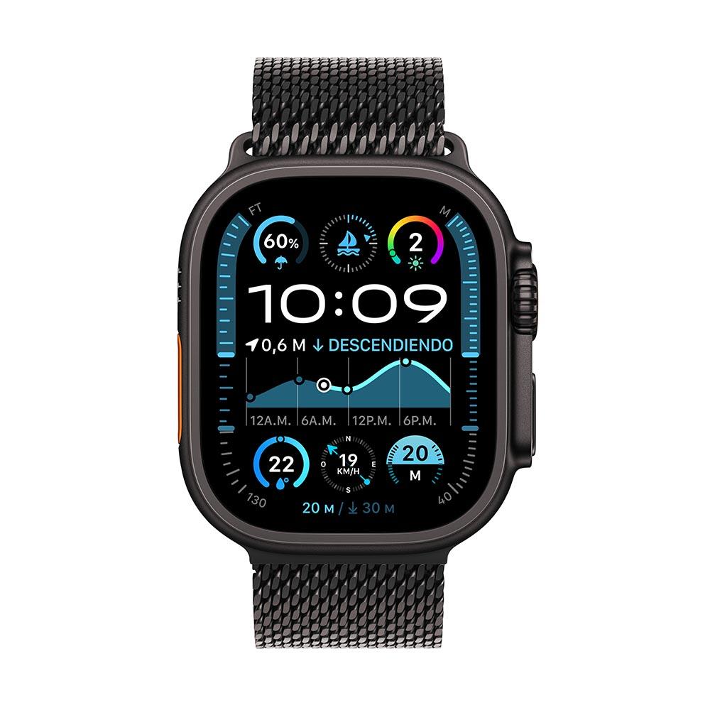 Apple Watch Ultra 2 GPS + Cellular • Caja de titanio negro de 49 mm • Correa estilo milanés de titanio negro - Mediana