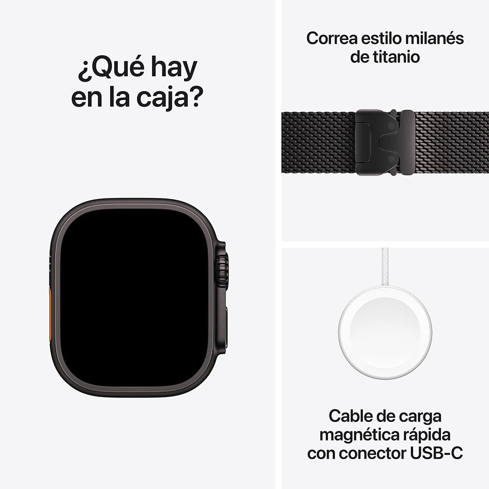 Apple Watch Ultra 2 GPS + Cellular • Caja de titanio negro de 49 mm • Correa estilo milanés de titanio negro - Grande