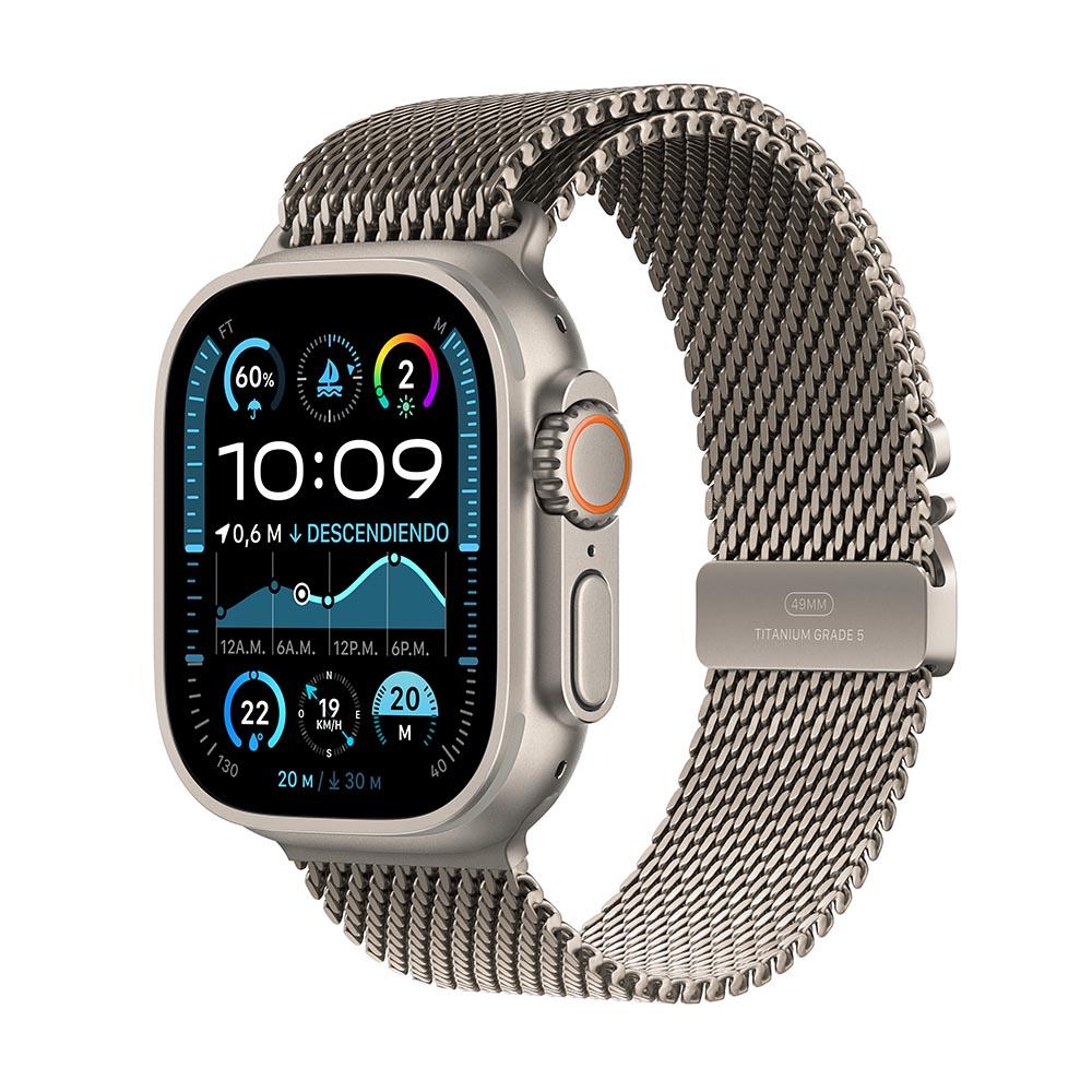Apple Watch Ultra 2 GPS + Cellular • Caja de titanio natural de 49 mm • Correa estilo milanés de titanio natural - Grande