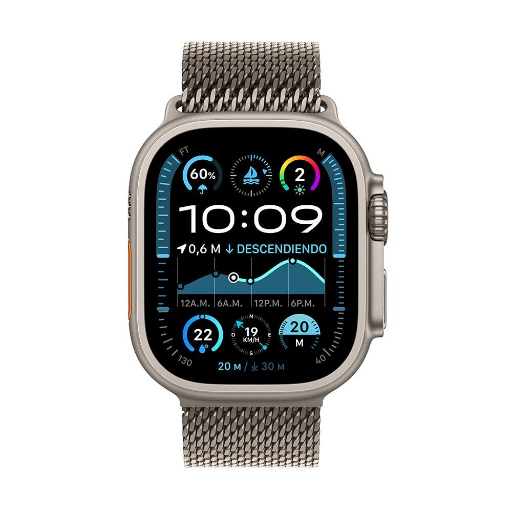 Apple Watch Ultra 2 GPS + Cellular • Caja de titanio natural de 49 mm • Correa estilo milanés de titanio natural - Grande
