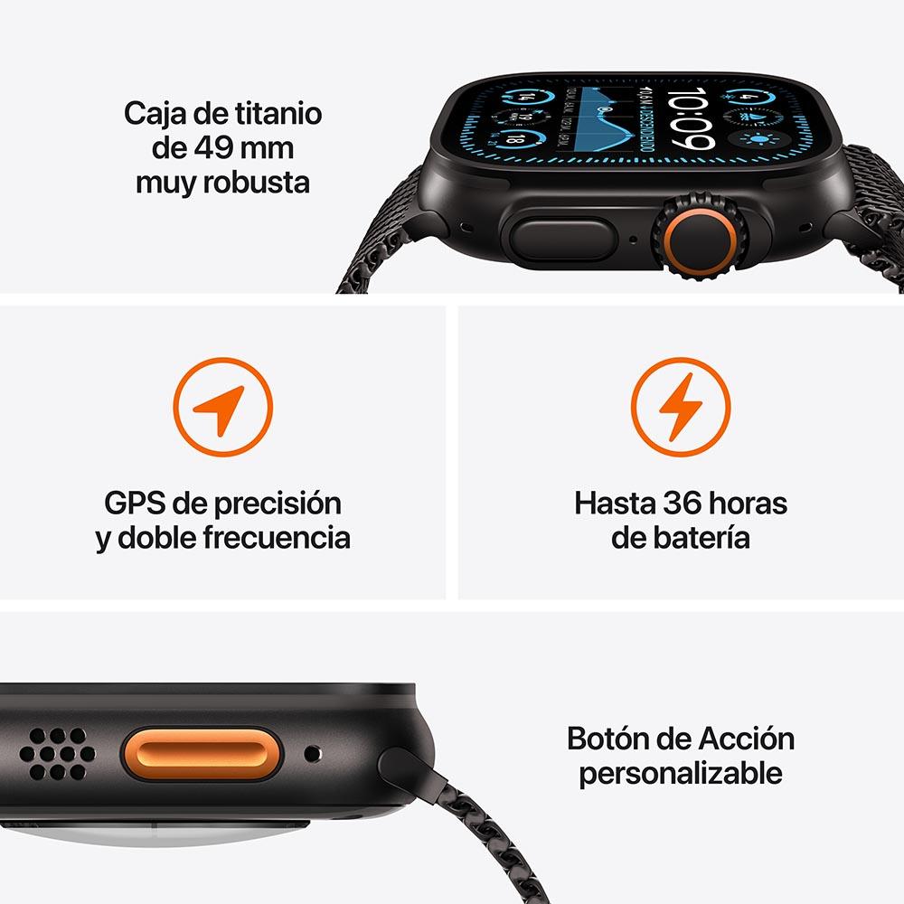 Apple Watch Ultra 2 GPS + Cellular • Caja de titanio natural de 49 mm • Correa estilo milanés de titanio natural - Grande
