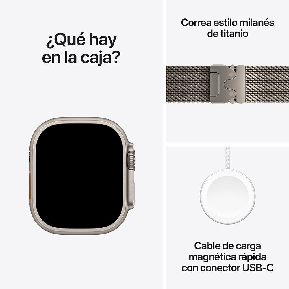Apple Watch Ultra 2 GPS + Cellular • Caja de titanio natural de 49 mm • Correa estilo milanés de titanio natural - Grande