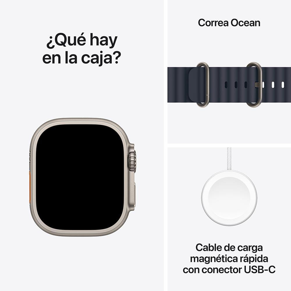 Apple Watch Ultra 2 GPS + Cellular • Caja de titanio natural de 49 mm • Correa Ocean azul marino