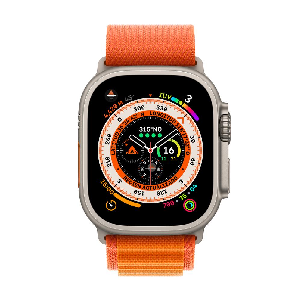 Apple Watch Ultra (GPS + Cellular) - Caja de titanio de 49 mm - Correa Loop Alpine naranja - Talla S