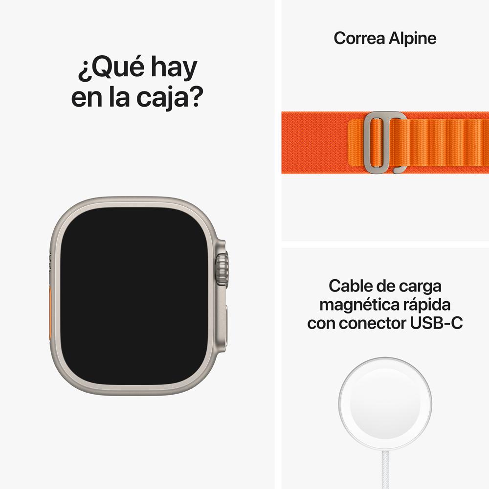 Apple Watch Ultra (GPS + Cellular) - Caja de titanio de 49 mm - Correa Loop Alpine naranja - Talla S