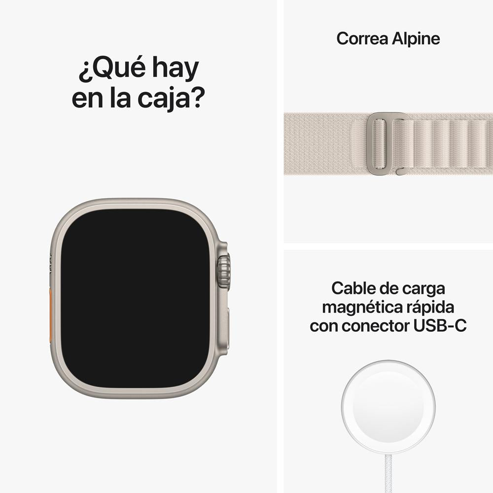 Apple Watch Ultra (GPS + Cellular) - Caja de titanio de 49 mm - Correa Loop Alpine blanco estrella - Talla S