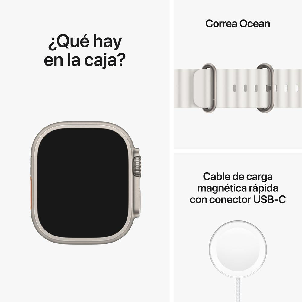 Apple Watch Ultra (GPS + Cellular) - Caja de titanio de 49 mm - Correa Ocean blanca