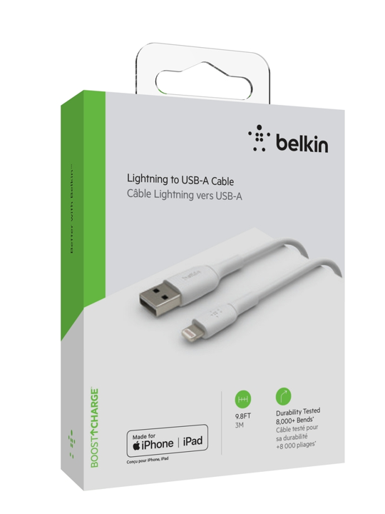 Cable Belkin USB-A a Lightning - 3M - Mixit - Blanco