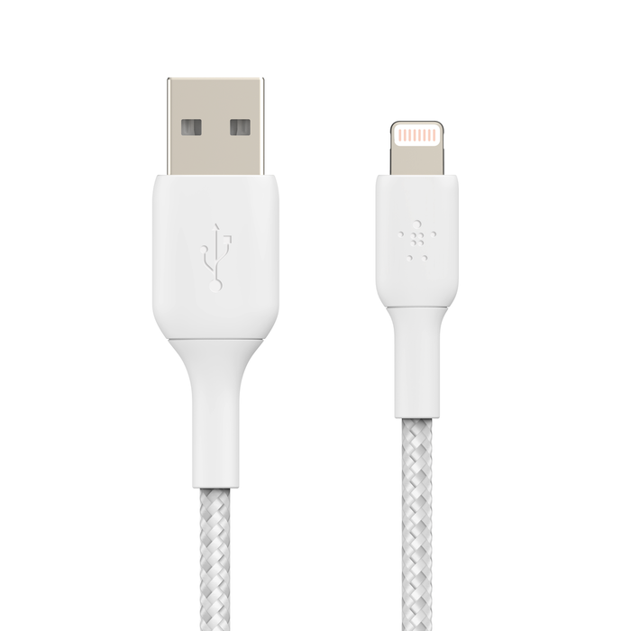 Cable Belkin Braided USB-A a Lightning - Blanco