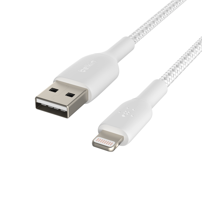 Cable Belkin Braided USB-A a Lightning - Blanco