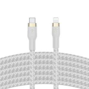 Cable Belkin USB-C a Lightning - 3M - Pro Flex - Blanco
