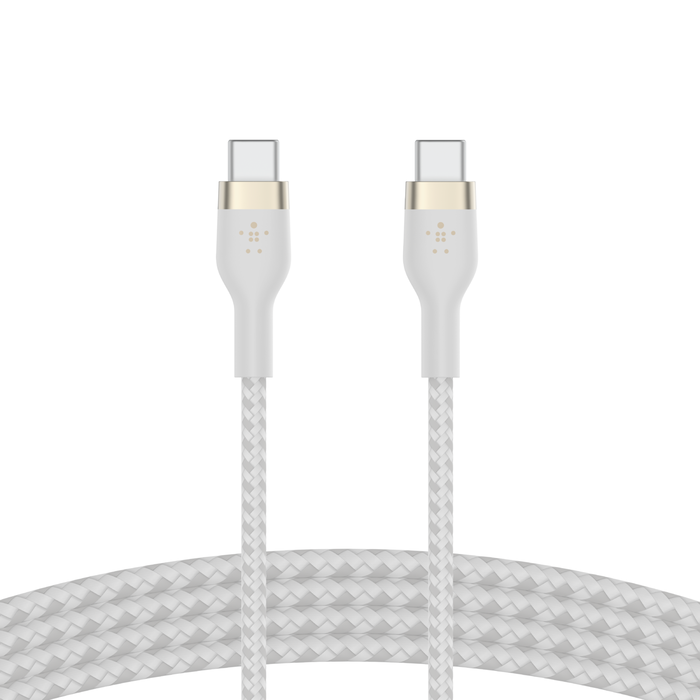 Cable BELKIN Pro Flex USB-C a USB-C con correa 2m - Blanco