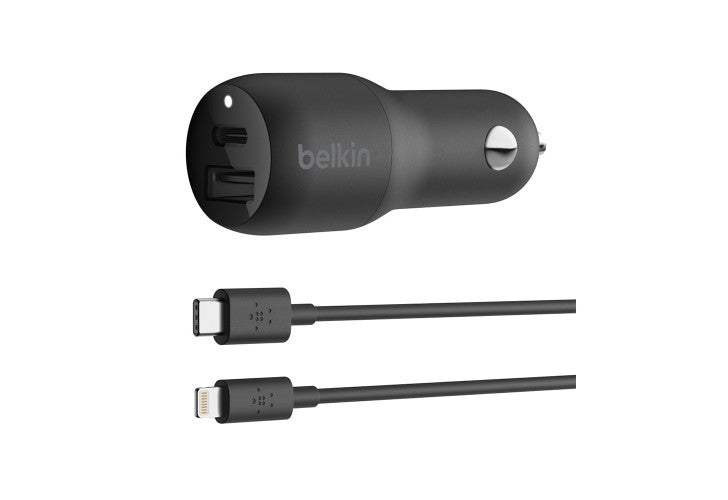 Cargador BELKIN BOOST Para Carro USB-C PD + USB-A de 32W - Negro