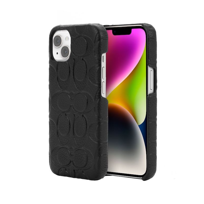 Case Coach Slim Envoltura De Cuero En Relieve Para iPhone 14- Negro