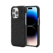 Case Coach Slim Envoltura De Cuero En Relieve Para iPhone 14 Pro- Negro