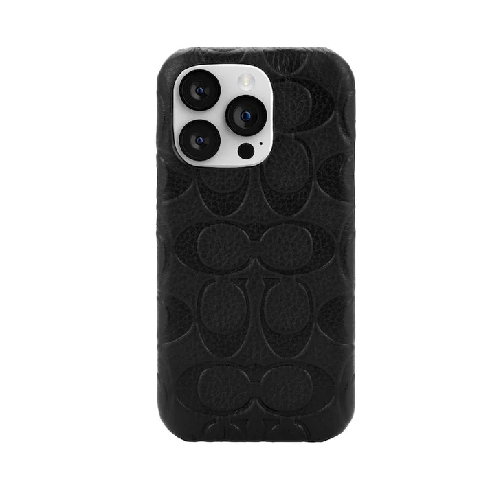 Case Coach Slim Envoltura De Cuero En Relieve Para iPhone 14 Pro- Negro