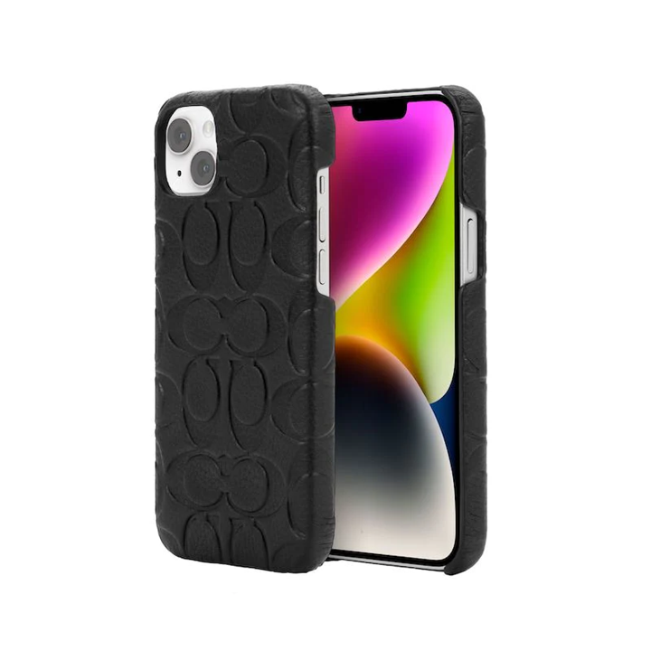 Case Coach Slim Envoltura De Cuero En Relieve Para iPhone 14 Plus- Negro