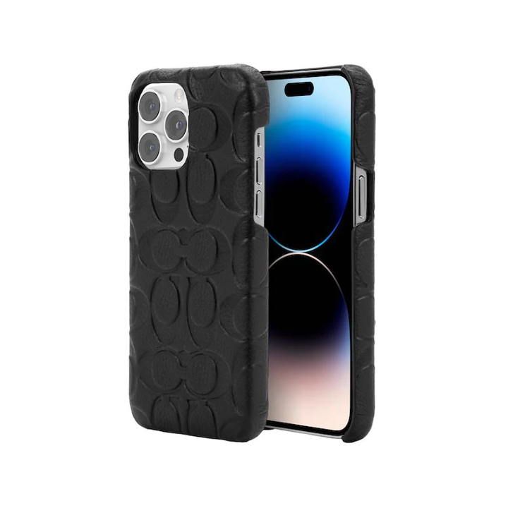 Case Coach Slim Envoltura De Cuero En Relieve Para iPhone 14 Pro Max- Negro