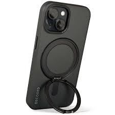 Case de soporte de lazo transparente de plastico reciclado para iPhone 15 -  Negro Esmerilado