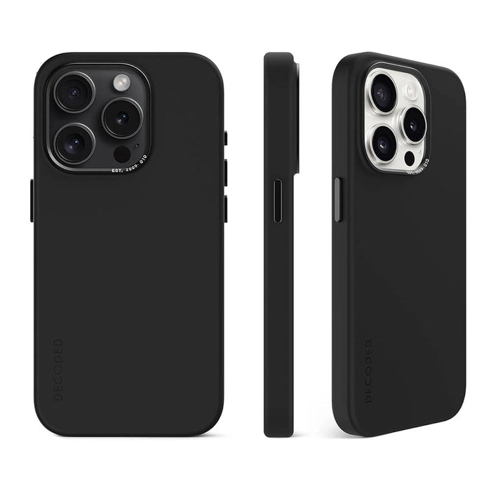Case de silicona antimicrobiana DECODED para iPhone 15 Pro Max -  Negro