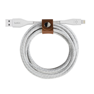 Cable BELKIN DuraTek Plus Lightning a USB-A con correa - Blanco