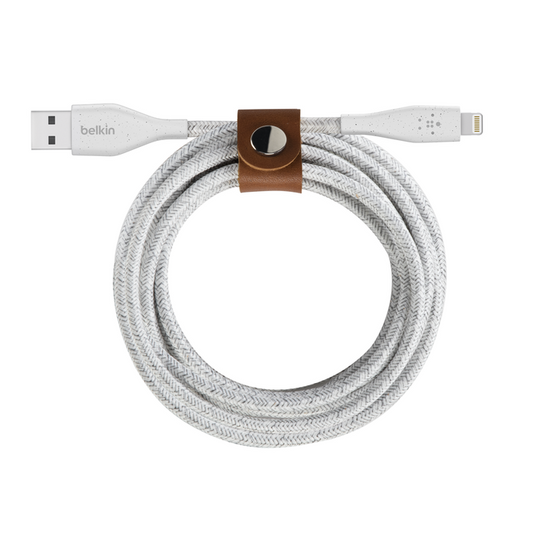 Cable BELKIN DuraTek Plus Lightning a USB-A con correa - Blanco