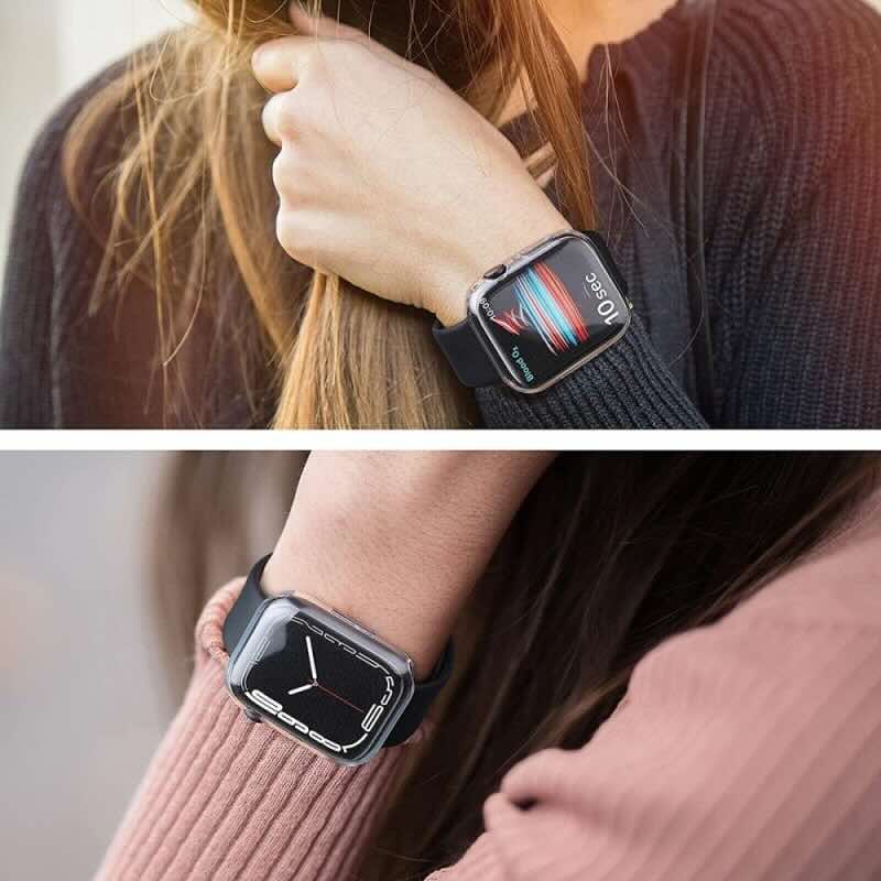 Bómper protector  para Apple Watch en cristal y bordes de policarbonato para Apple Watch  series 10 42mm, que protege la pantalla de tu Apple Watch ante cualquier golpe y/o caída. fácil y rápida instalación. dos unidades por empaque.