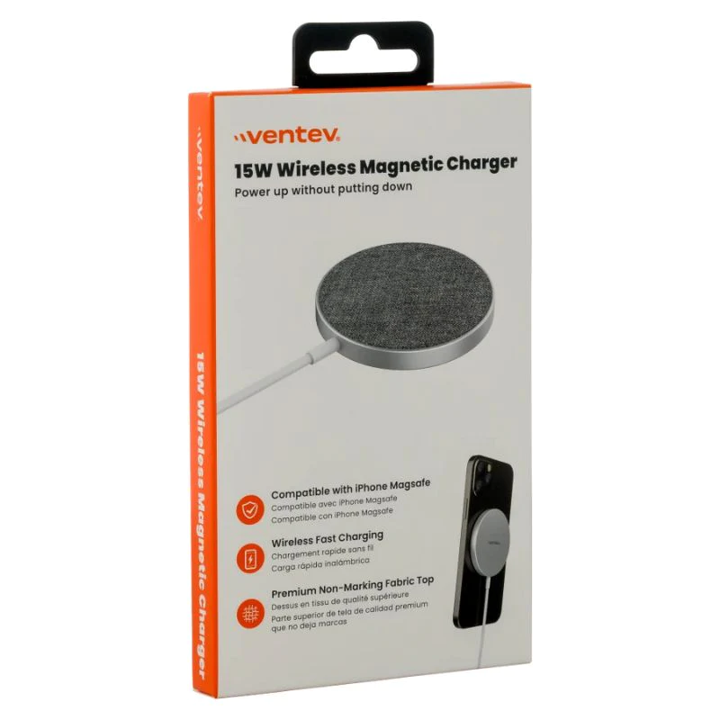 Cargador Magnético Inalámbrico con MagSafe VENTEV de 15W 1 Metro - Gris