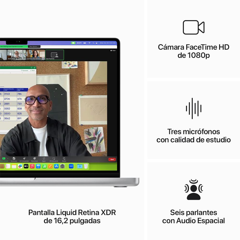 MacBook Pro de 16 pulgadas: Chip M3 Pro de Apple con CPU de 12 núcleos y GPU de 18 núcleos, 512 GB SSD - Plata