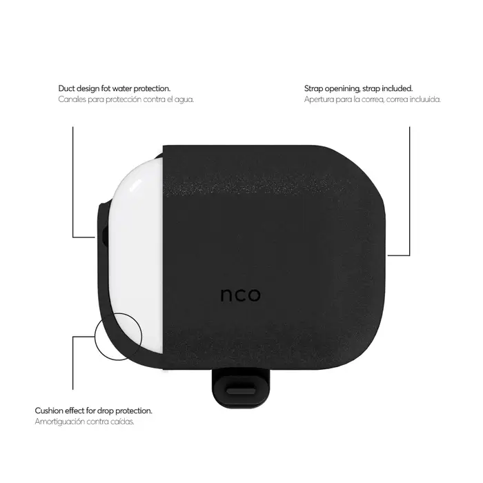 Case NCO SILICON PEARL Para AirPods Pro 2da Generacion - Negro